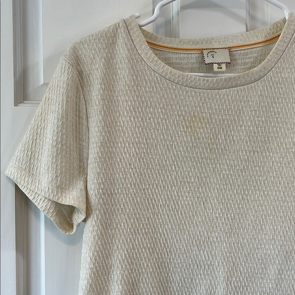 Anthropologie Postage Stamp Creme Textured Top w/ Gold Glitter Thread - Sz Small - Picture 3 of 14